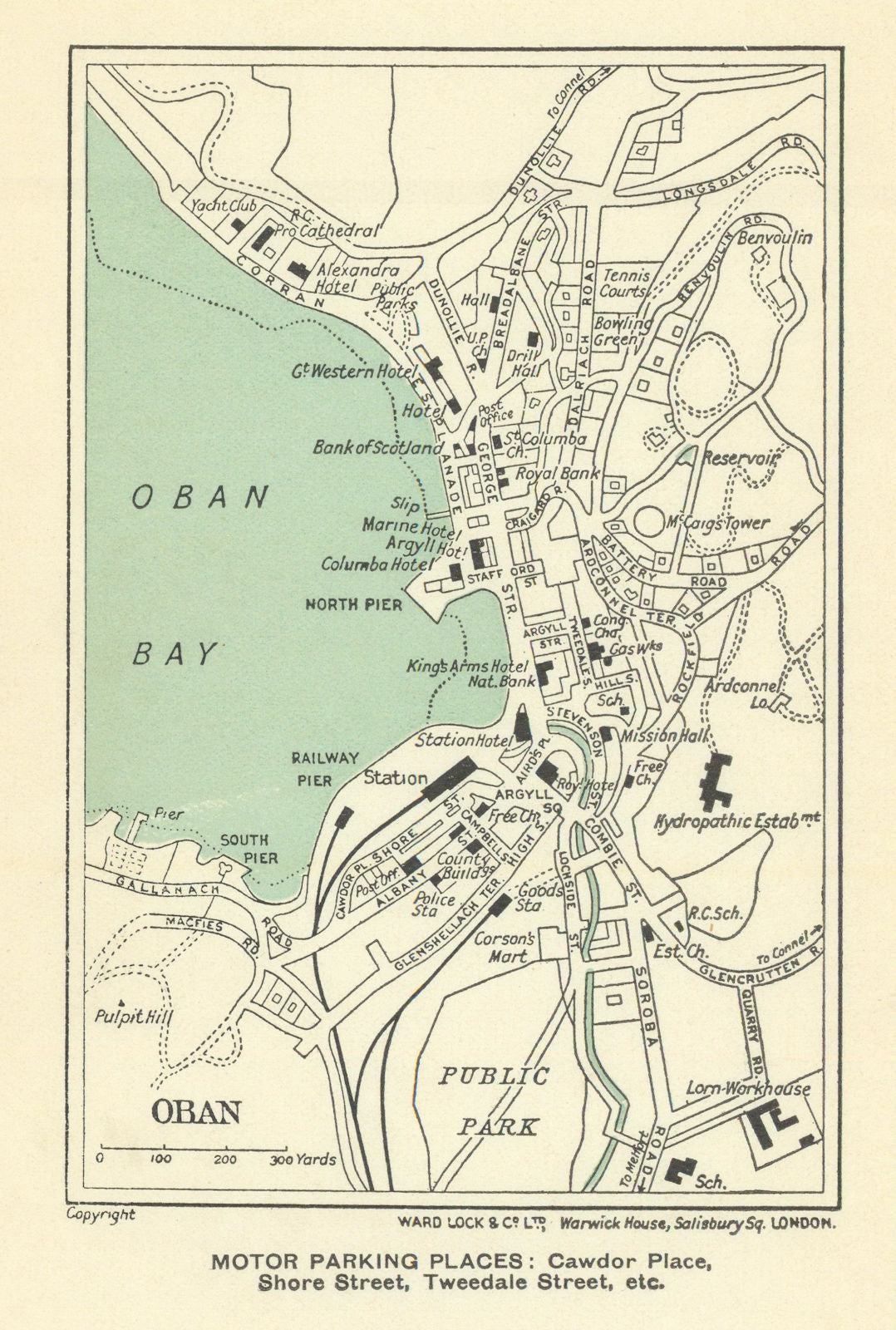 OBAN vintage tourist town city plan. Scotland. WARD LOCK 1930 old vintage map